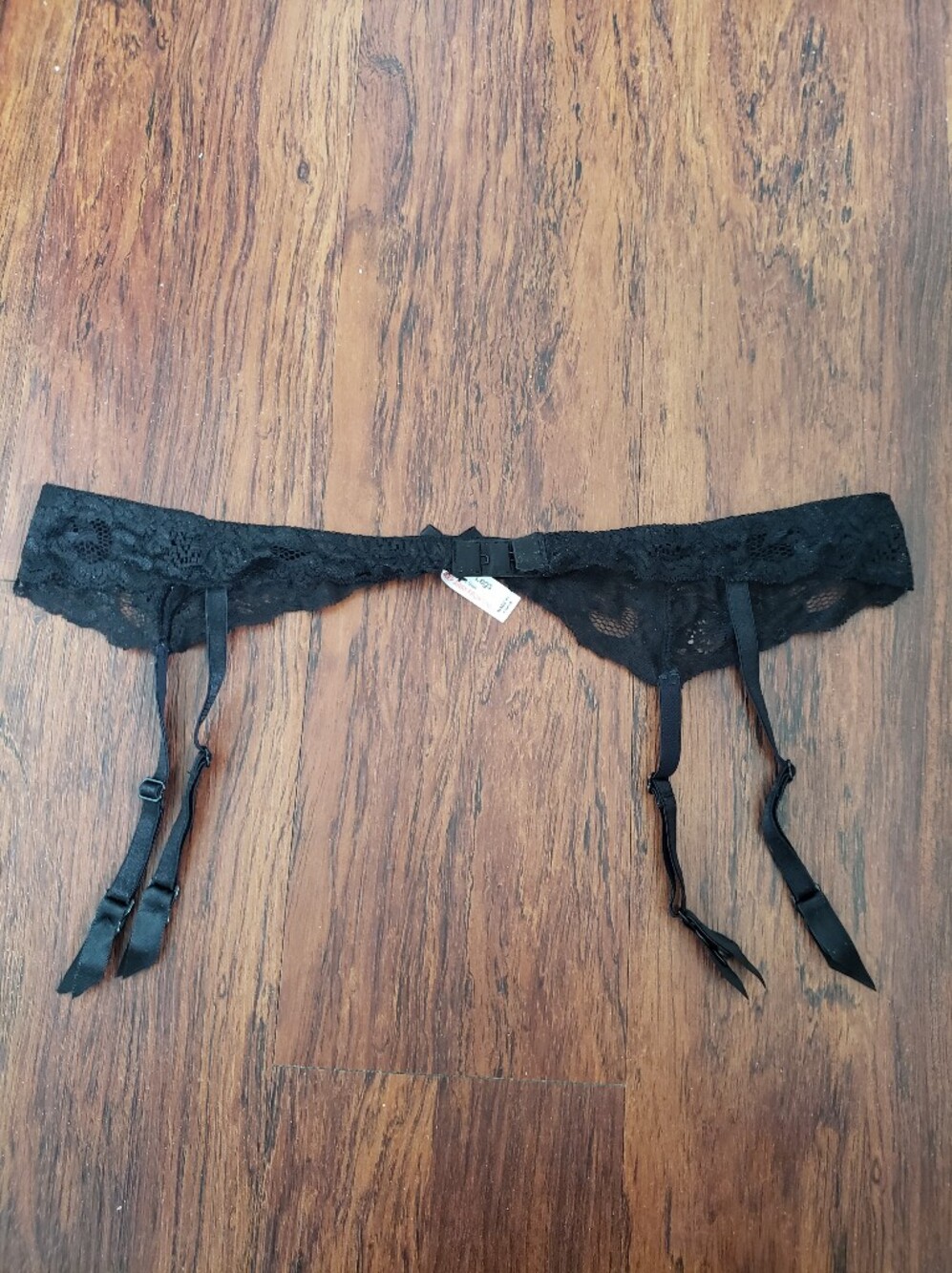 Music Legs Black Lace Garter Belt with Bow Accent One Size - Picture 3 of 3